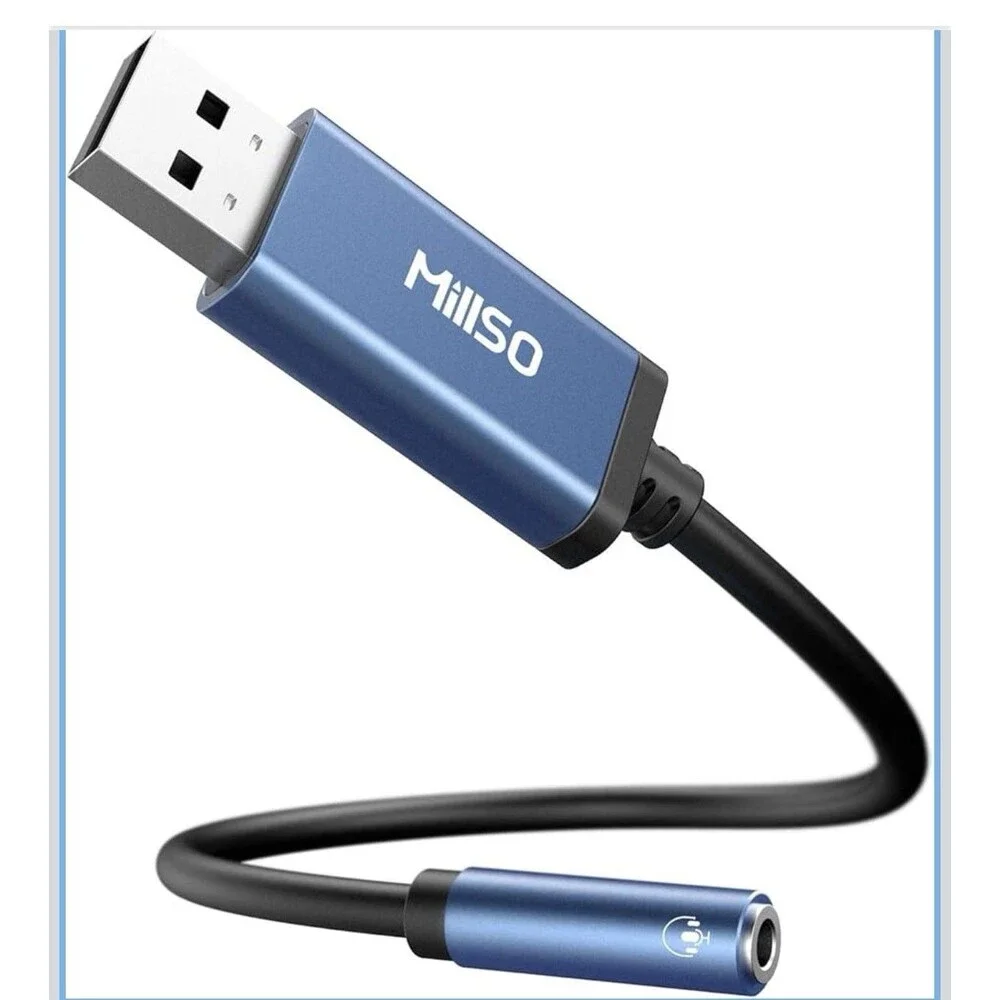 USB to 3.5Mm Audio Jack Adapter, Sapphire Blue TRRS USB to AUX Audio Jack Extern